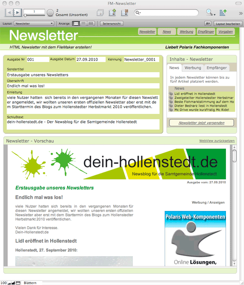 FileMaker HTML-Newsletter